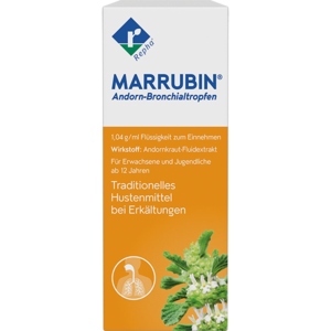 MARRUBIN® Andorn-Bronchialtropfen MARRUBIN® Andorn-Bronchialtropfen ist ein pflanzliches Arzneimittel mit dem Wirkstoff Marrubiin aus dem Andorn. Es wird als Schleimlöser bei Erkältungshusten eingesetzt.
